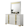 Yoki 5pc Queen Bedroom Set w Underbed LED | White & Gold | 2 Nightstands