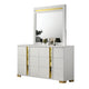 Yoki 5pc Queen Bedroom Set w Underbed LED | White & Gold | 2 Nightstands