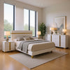 Yoki 5pc Queen Bedroom Set w Underbed LED | White & Gold | 2 Nightstands