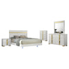 Yoki 5pc Queen Bedroom Set w Underbed LED | White & Gold | Tall Dresser