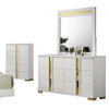 Yoki 5pc Queen Bedroom Set w Underbed LED | White & Gold | Tall Dresser