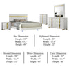 Yoki 5pc Queen Bedroom Set w Underbed LED | White & Gold | Tall Dresser