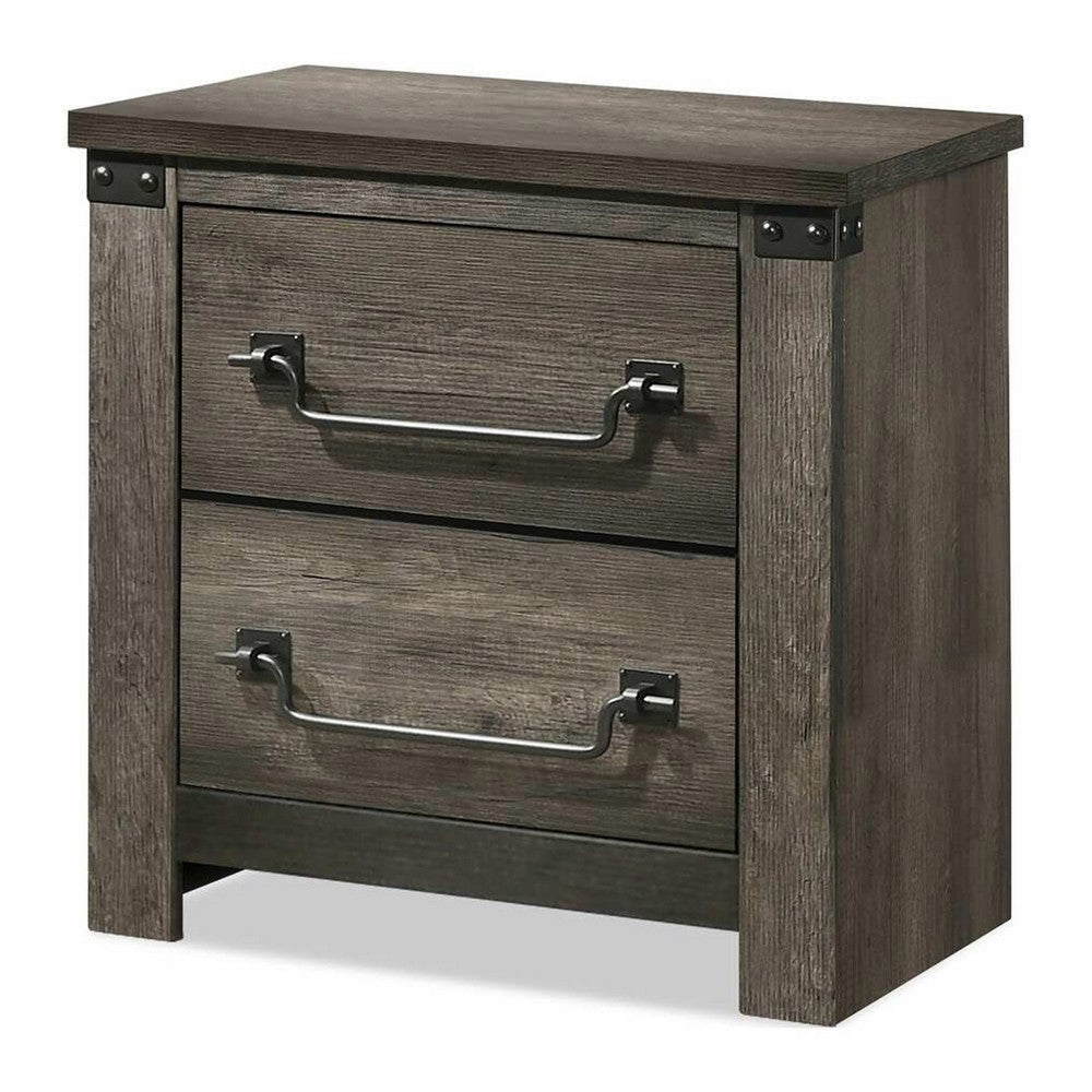 Bry 5pc Farmhouse Queen Complete Bedroom Set | Rustic Gray | 2 Nightstands