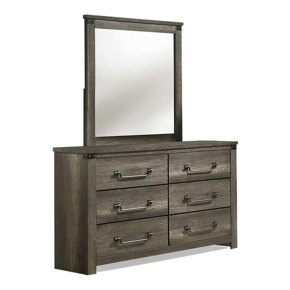 Bry 5pc Farmhouse Queen Complete Bedroom Set | Rustic Gray | 2 Nightstands