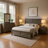 Bry 5pc Farmhouse Queen Complete Bedroom Set | Rustic Gray | 2 Nightstands