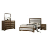 Cair 4pc Queen Bedroom Set | Channel Light Gray Upholstery | Brown