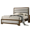 Cair 4pc Queen Bedroom Set | Channel Light Gray Upholstery | Brown