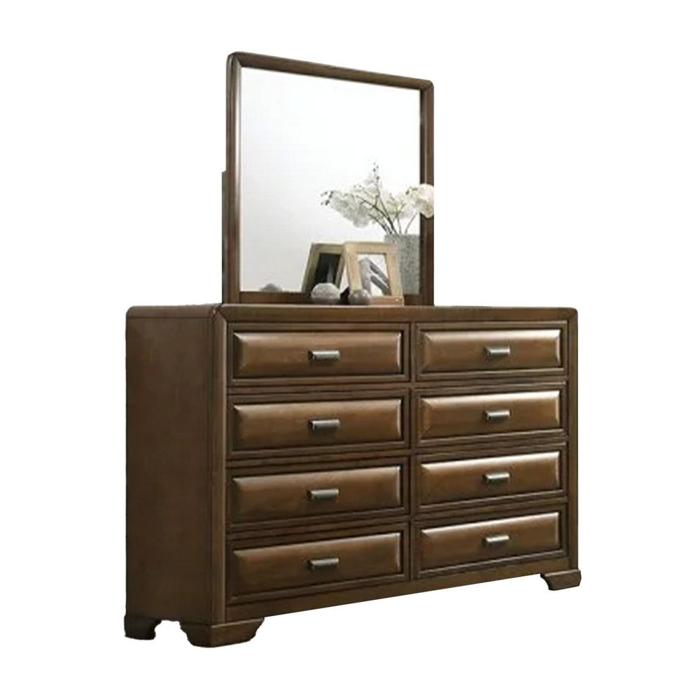 Cair 4pc Queen Bedroom Set | Channel Light Gray Upholstery | Brown