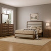 Cair 4pc Queen Bedroom Set | Channel Light Gray Upholstery | Brown