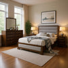 Cair 4pc Queen Bedroom Set | Channel Light Gray Upholstery | Brown