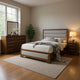 Cair 4pc Queen Bedroom Set | Channel Light Gray Upholstery | Brown