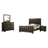 Fema 4pc Queen Bedroom Set | Vertical Faceted Panel Headboard | Brown