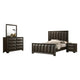 Fema 4pc Queen Bedroom Set | Vertical Faceted Panel Headboard | Brown