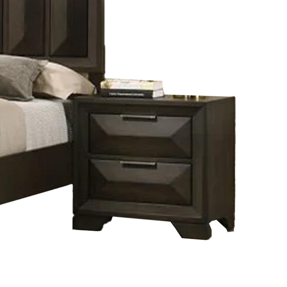 Fema 4pc Queen Bedroom Set | Vertical Faceted Panel Headboard | Brown