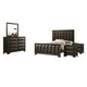 Fema 5pc Queen Bedroom Set | Vertical Faceted Panel | 2 Nightstands | Brown