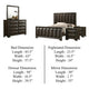 Fema 5pc Queen Bedroom Set | Vertical Faceted Panel | 2 Nightstands | Brown