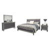 Laine 4pc Queen Bedroom Set | Gray Upholstered Headboard & Crystal Trim