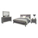 Laine 4pc Queen Bedroom Set | Gray Upholstered Headboard & Crystal Trim