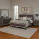 Laine 4pc Queen Bedroom Set | Gray Upholstered Headboard & Crystal Trim