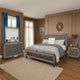 Laine 4pc Queen Bedroom Set | Gray Upholstered Headboard & Crystal Trim