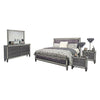 Laine 5pc Queen Bedroom Set | 2 Nightstands | Crystal Trim Gray Upholstery
