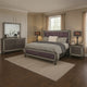 Laine 5pc Queen Bedroom Set | 2 Nightstands | Crystal Trim Gray Upholstery
