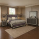 Laine 5pc Queen Bedroom Set | 2 Nightstands | Crystal Trim Gray Upholstery