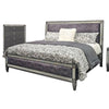 Laine 5pc Queen Bedroom Set | Tall Chest | Crystal Trim Gray Upholstery
