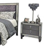 Laine 5pc Queen Bedroom Set | Tall Chest | Crystal Trim Gray Upholstery