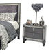 Laine 5pc Queen Bedroom Set | Tall Chest | Crystal Trim Gray Upholstery