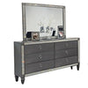 Laine 5pc Queen Bedroom Set | Tall Chest | Crystal Trim Gray Upholstery