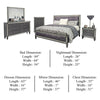 Laine 5pc Queen Bedroom Set | Tall Chest | Crystal Trim Gray Upholstery