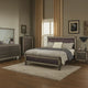 Laine 5pc Queen Bedroom Set | Tall Chest | Crystal Trim Gray Upholstery
