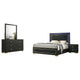 Lati 4pc Queen Bedroom Set | LED Panel Headboard & Gold Trim | Black