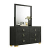 Lati 4pc Queen Bedroom Set | LED Panel Headboard & Gold Trim | Black
