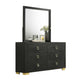 Lati 4pc Queen Bedroom Set | LED Panel Headboard & Gold Trim | Black