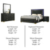Lati 4pc Queen Bedroom Set | LED Panel Headboard & Gold Trim | Black