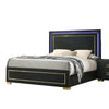 Lati 5pc Queen Bedroom Set w 2 Nightstands | LED | Black w Gold Trim