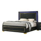 Lati 5pc Queen Bedroom Set w 2 Nightstands | LED | Black w Gold Trim