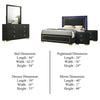 Lati 5pc Queen Bedroom Set w 2 Nightstands | LED | Black w Gold Trim