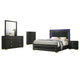 Lati 5pc Queen Bedroom Set w Tall Dresser | LED | Black w Gold Trim