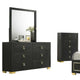Lati 5pc Queen Bedroom Set w Tall Dresser | LED | Black w Gold Trim