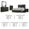 Lati 5pc Queen Bedroom Set w Tall Dresser | LED | Black w Gold Trim