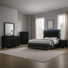 Lati 5pc Queen Bedroom Set w Tall Dresser | LED | Black w Gold Trim