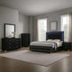 Lati 5pc Queen Bedroom Set w Tall Dresser | LED | Black w Gold Trim