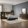Fel 4pc Queen Bedroom Set w 2 Wall Panels | Reading Light | Brown Upholstery