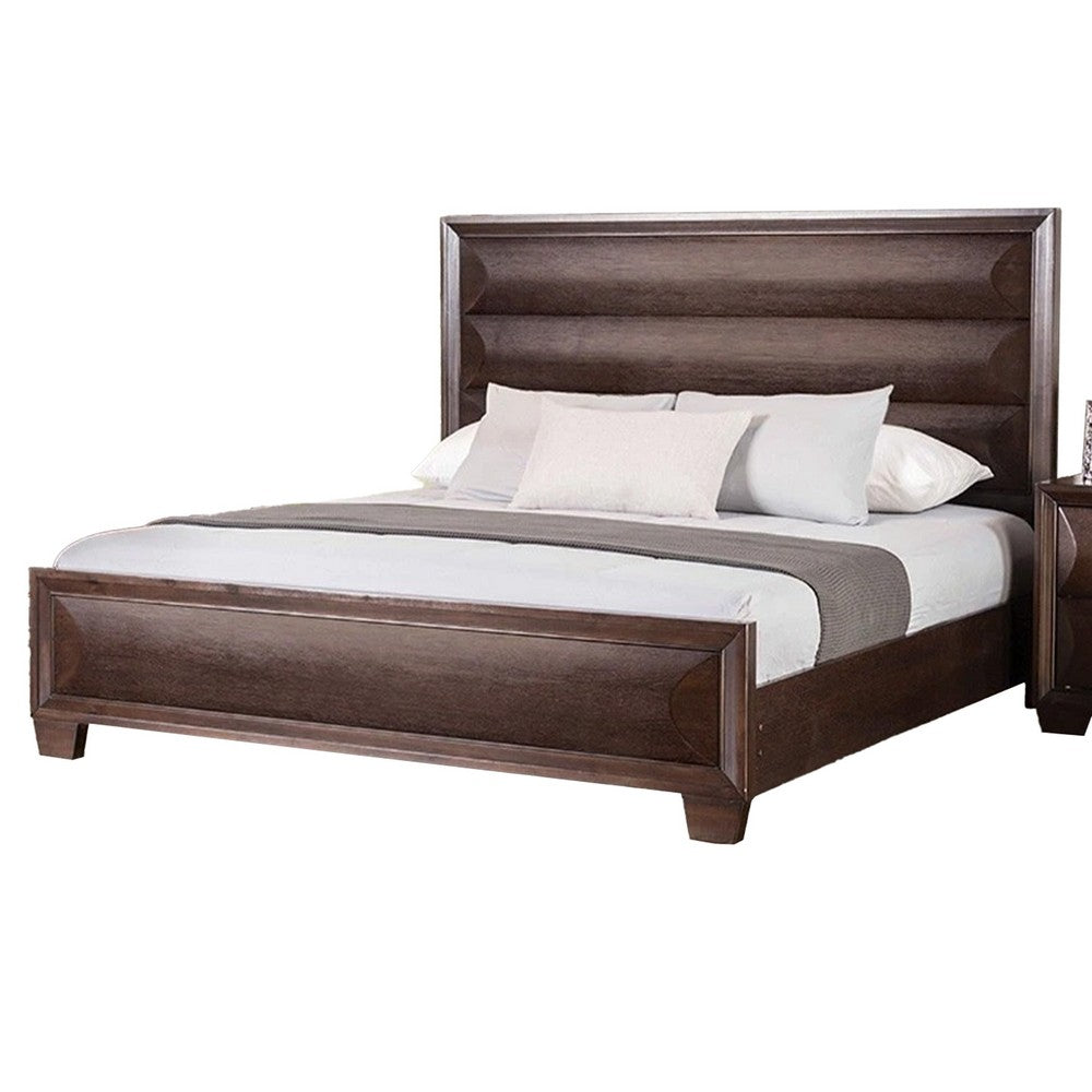 Nitz 4pc Queen Bedroom Set | Sculpted Headboard | Espresso Brown