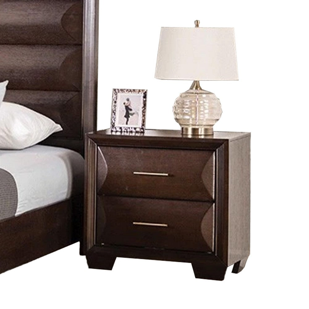 Nitz 4pc Queen Bedroom Set | Sculpted Headboard | Espresso Brown