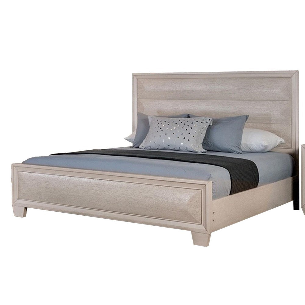 Nitz 4pc Queen Bedroom Set | Sculpted Headboard | Transitional White