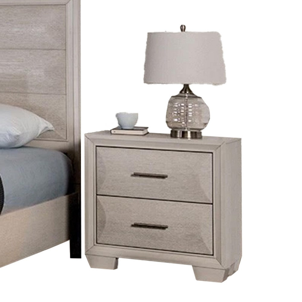 Nitz 4pc Queen Bedroom Set | Sculpted Headboard | Transitional White